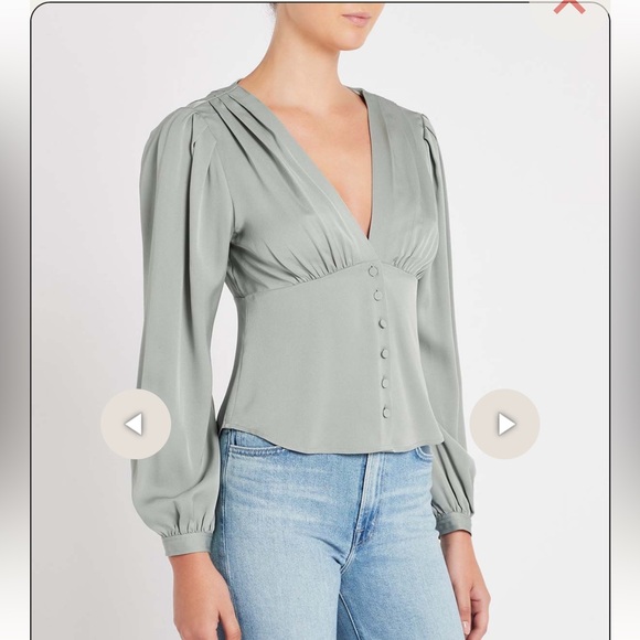 Frame denim empire pleat top- green - Picture 3 of 10